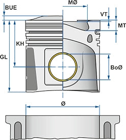 Kolbensatz von Orbitrade kompatibel mit Volvo Penta 3812468